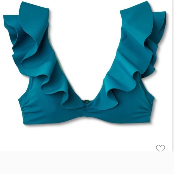 Shade & Shore Blue Flutter Sleeve Crop Swim Top - Picture 6 of 6